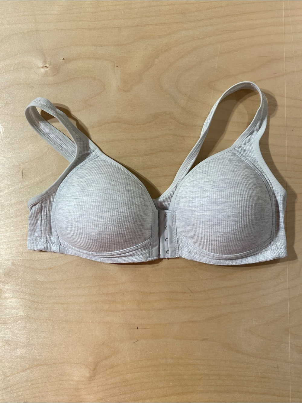 Everyday Comfort Front-Close Light Heathered Bra - Gray XL (SC) No Wire